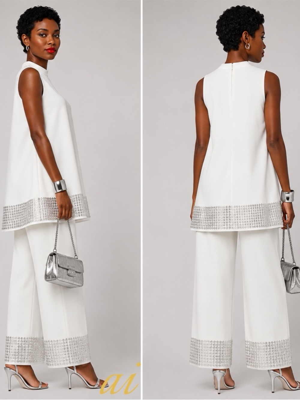 White Mini Dress with Beaded Hem